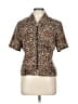 M.H.M. Melissa Harper 100% Polyester Animal Print Brown Short Sleeve Blouse Size 10 - photo 1