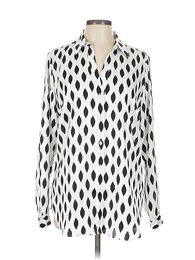 Ann Taylor Long Sleeve Blouse In White
