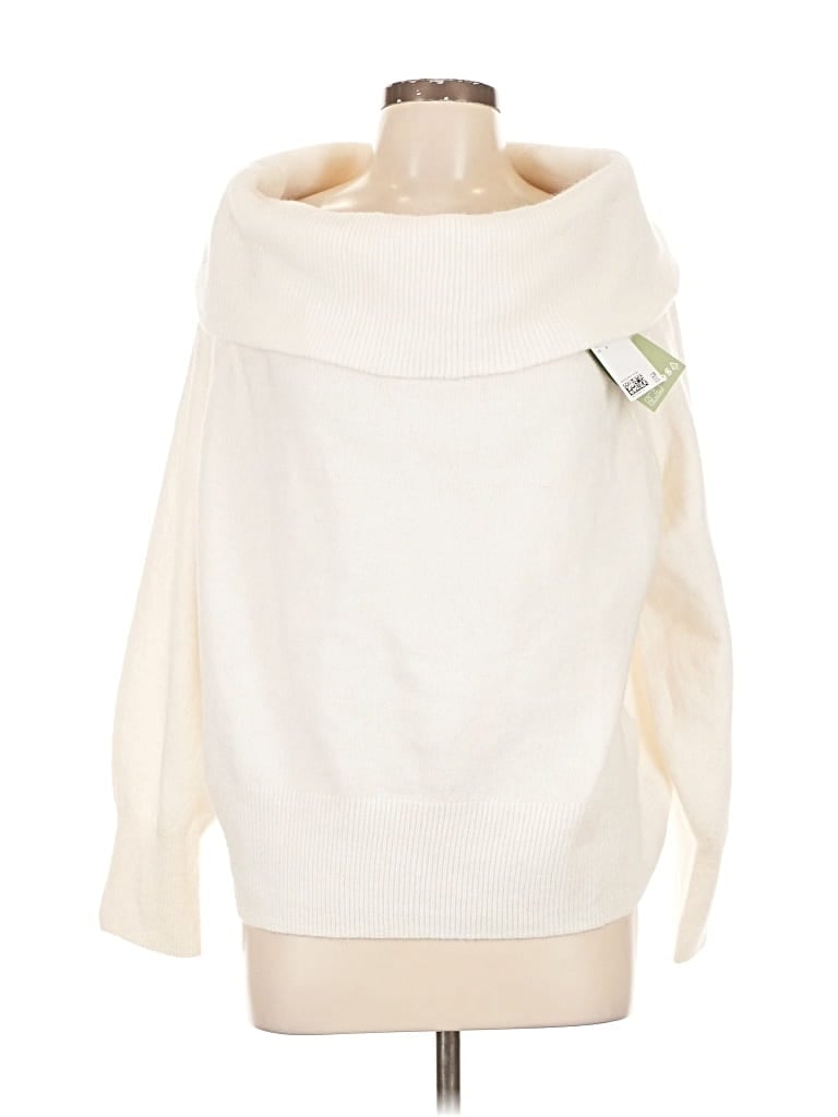 Pre-owned H&m Turtleneck Sweater In White