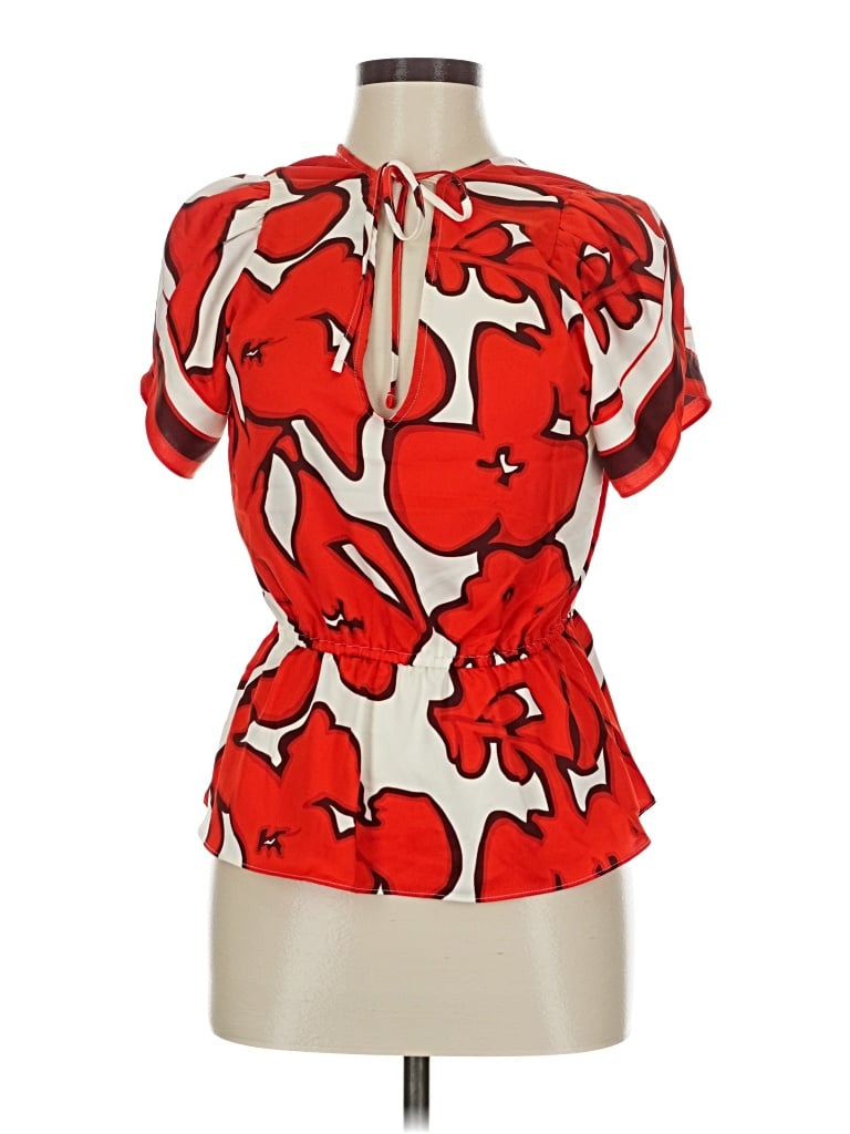 Pre-owned Nine West Short Sleeve Blouse In Red