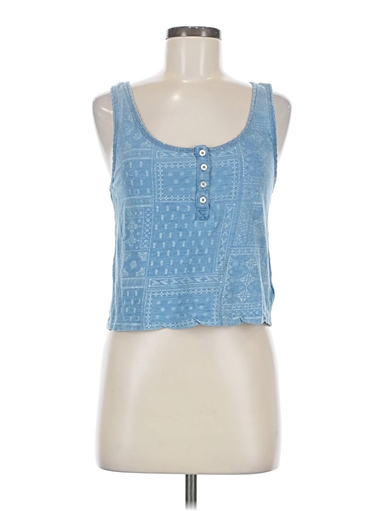 Pre-owned Lucky Brand Tank Top Blue Square Neckline Tops