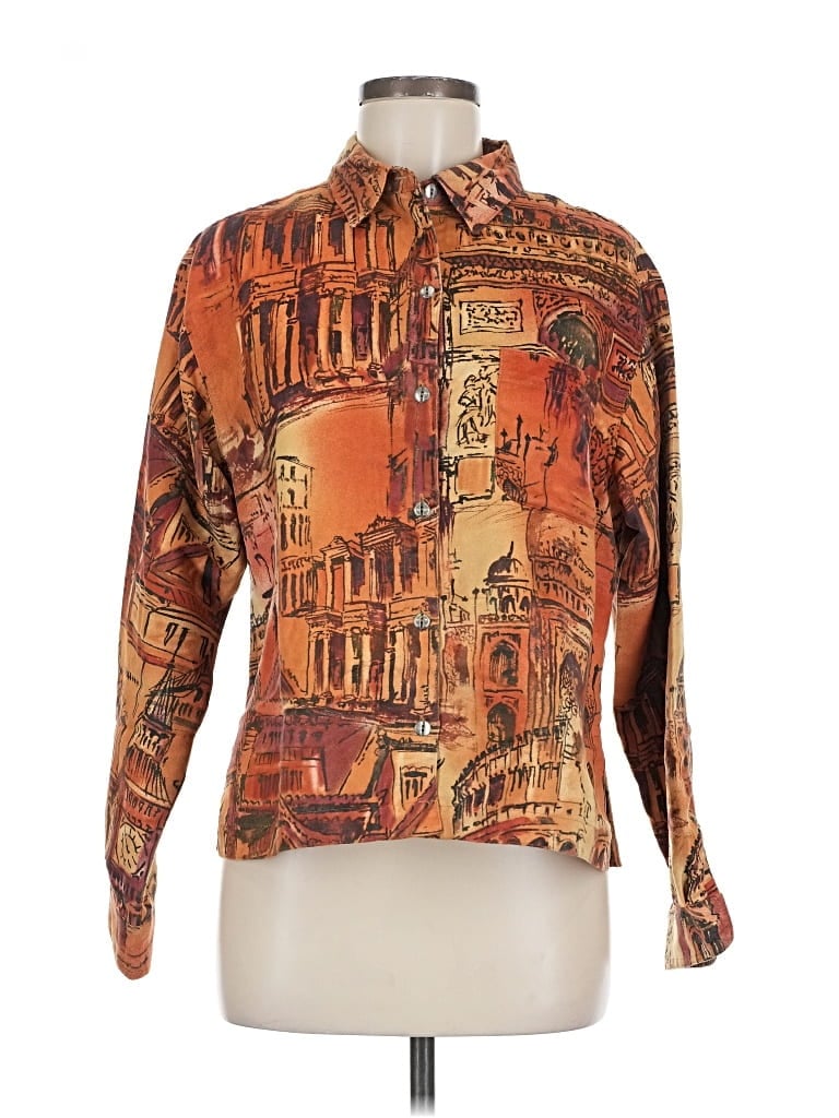 Pre-owned Chico's Long Sleeve Blouse In Orange