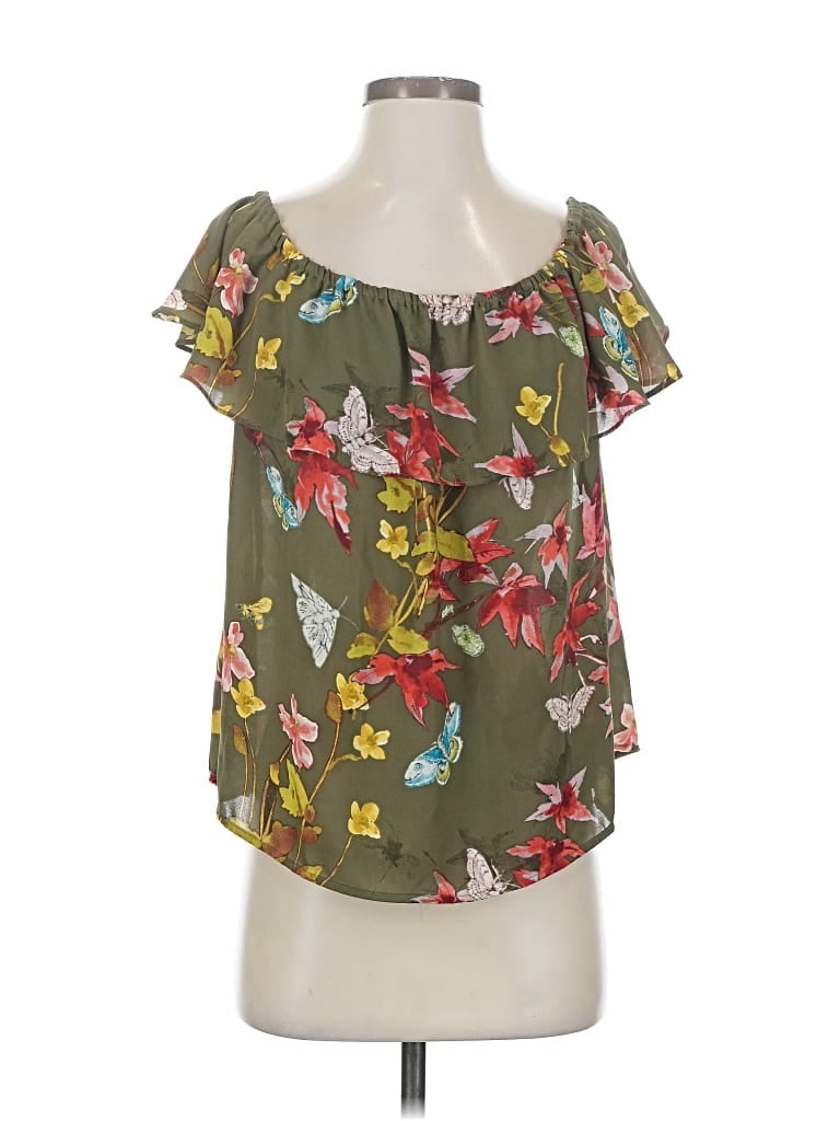 Pre-owned Maeve Short Sleeve Blouse In Green