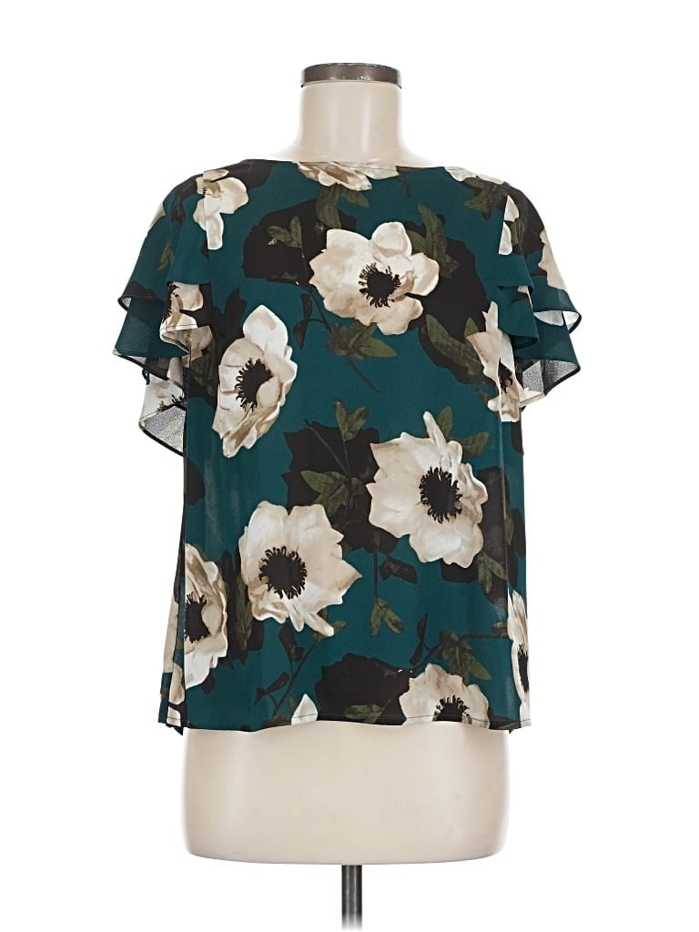 Pre-owned Banana Republic Factory Store Short Sleeve Blouse In Blue