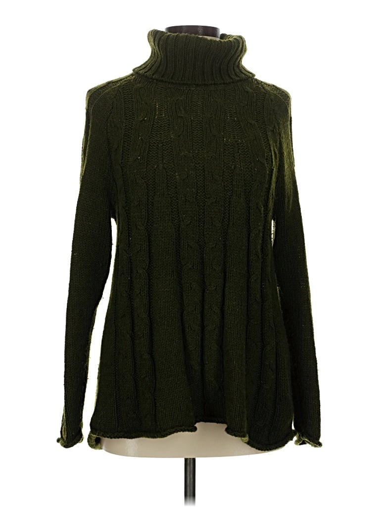 Pre-owned Coldwater Creek Turtleneck Sweater In Green
