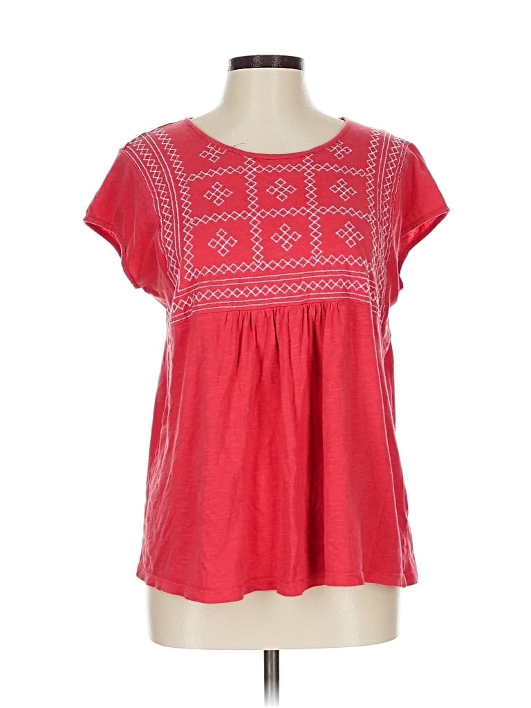 Pre-owned Gloria Vanderbilt Short Sleeve Top Red Square Neckline Tops