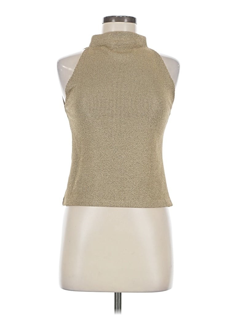 Pre-owned Zara Sleeveless Top Gold Halter Neckline Tops
