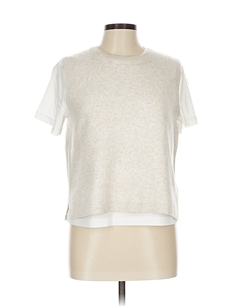 Pre-owned Song Of Style Short Sleeve Top Silver Crew Neck Tops