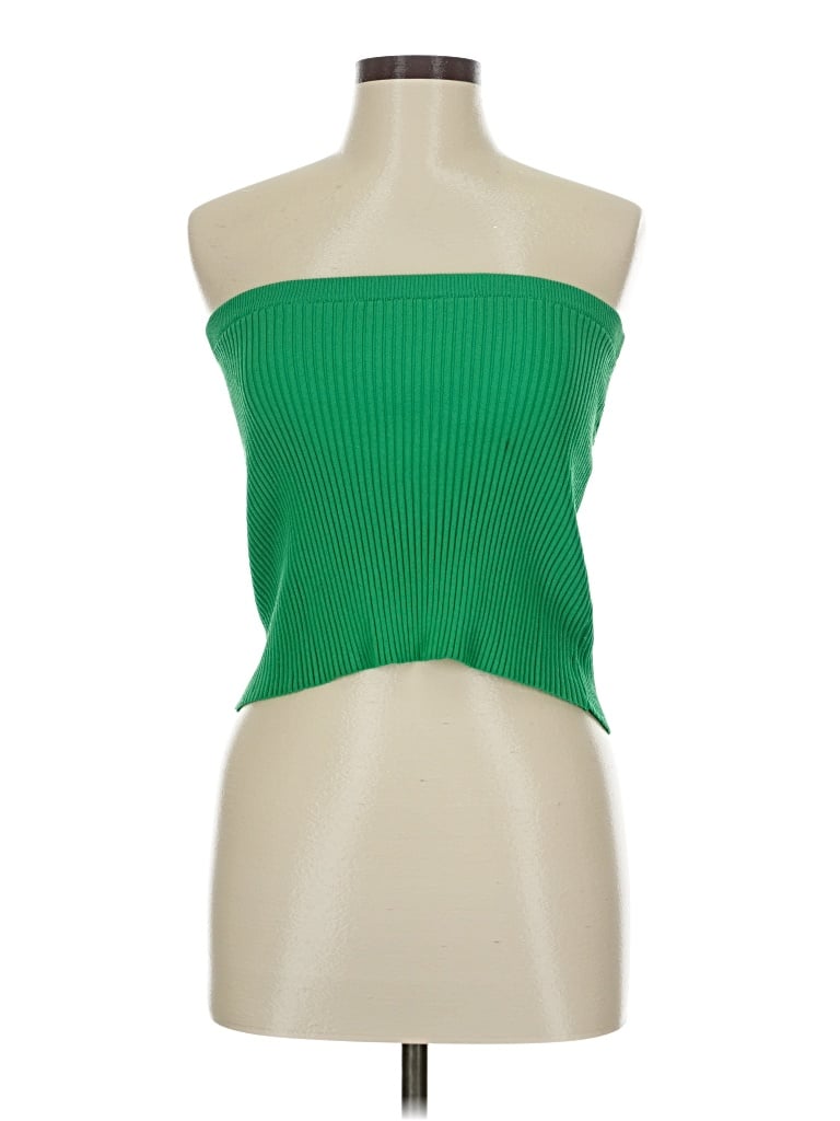 Pre-owned Beginning Boutique Tube Top Green Strapless Neckline Tops