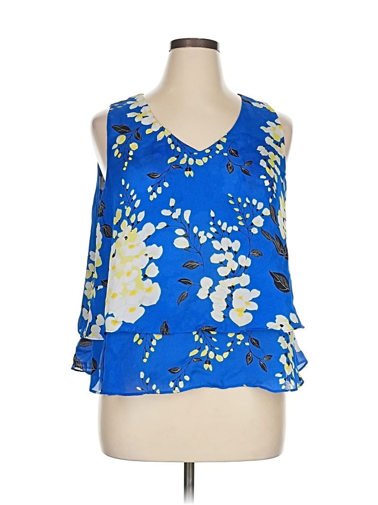 Pre-owned Liz Claiborne Career Sleeveless Blouse In Blue