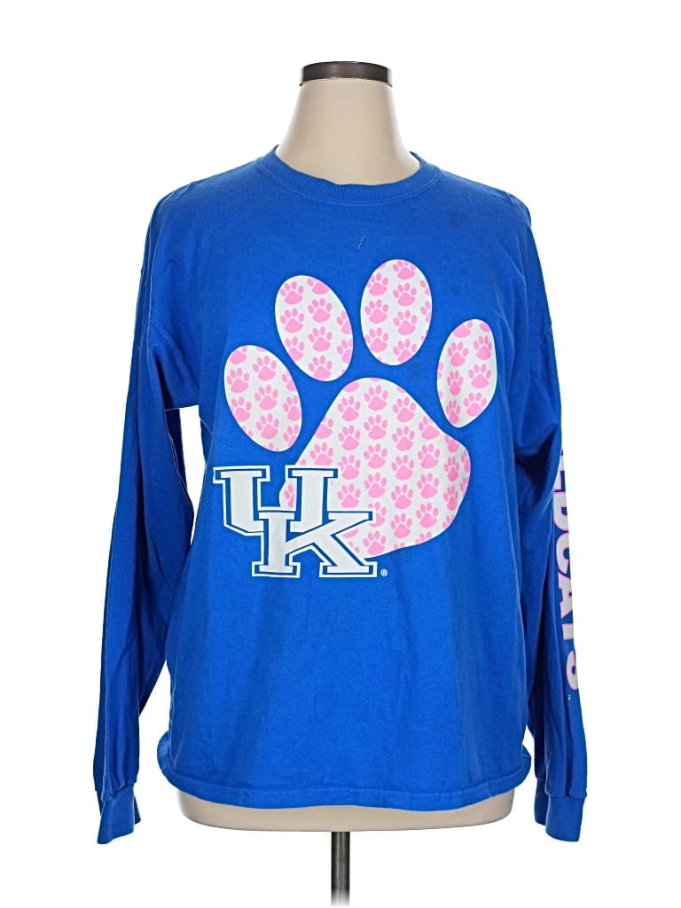 Pre-owned Gildan Long Sleeve T-shirt In Blue