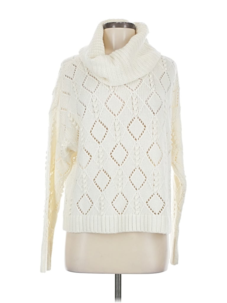 Pre-owned Ann Taylor Loft Turtleneck Sweater In White