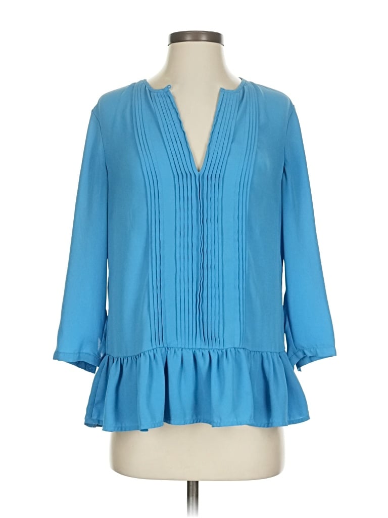 Pre-owned Banana Republic 3/4 Sleeve Blouse In Blue