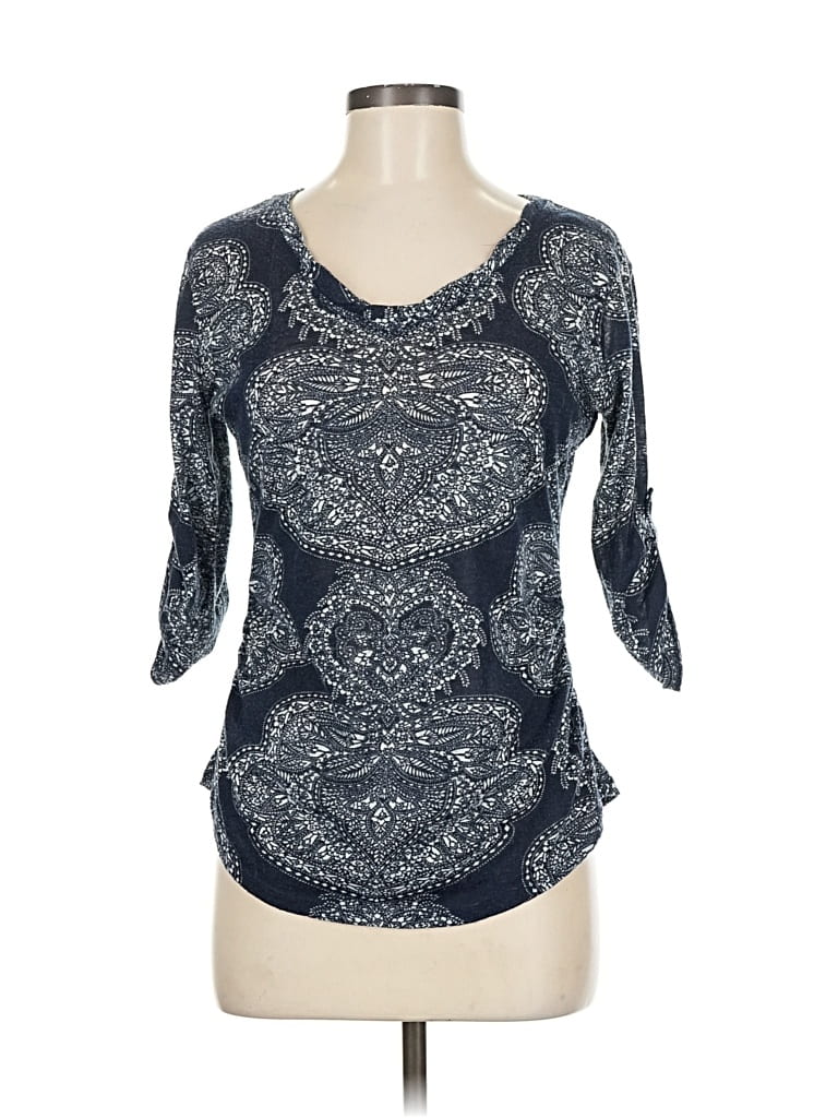 Pre-owned New York And Company 3/4 Sleeve Top Blue Scoop Neck Tops