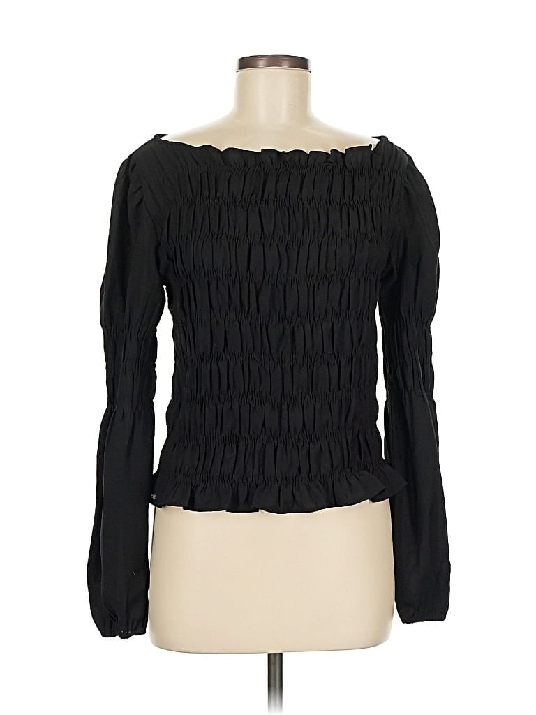 Pre-owned Pieces Long Sleeve Blouse In Black