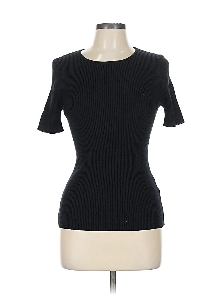 Pre-owned Zesica Short Sleeve Top Black Crew Neck Tops