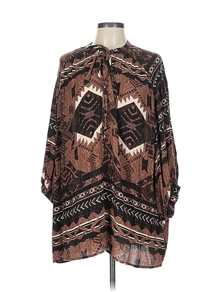 Pre-owned Olivaceous Long Sleeve Blouse In Brown