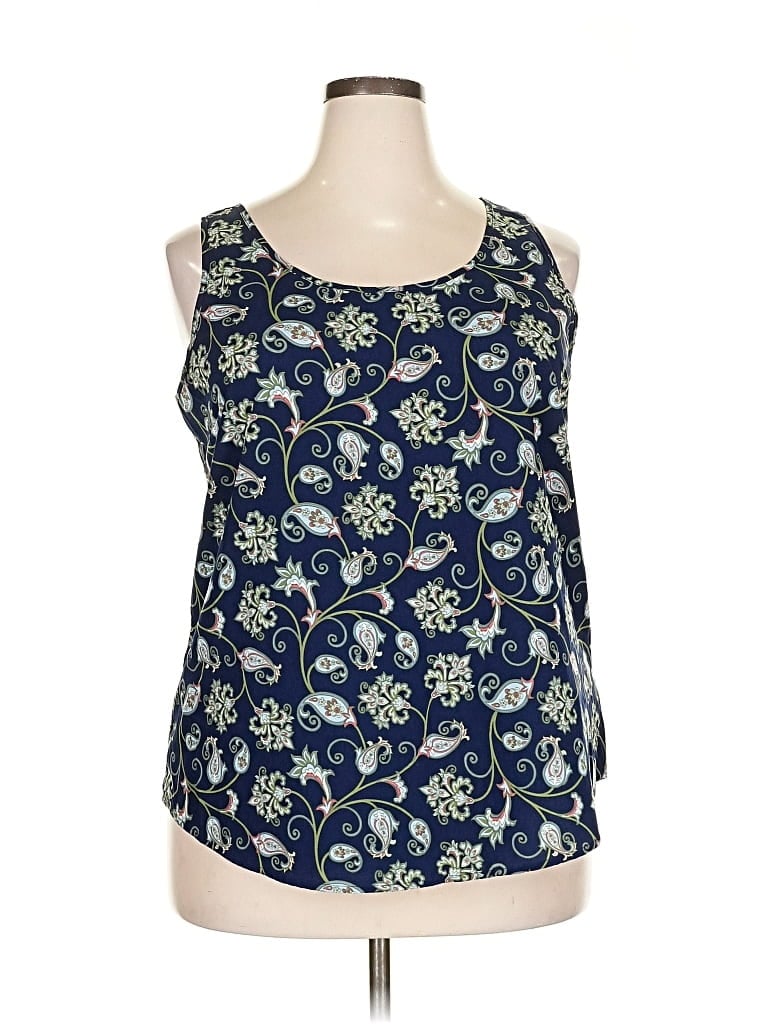 Pre-owned Time And Tru Sleeveless Blouse In Blue