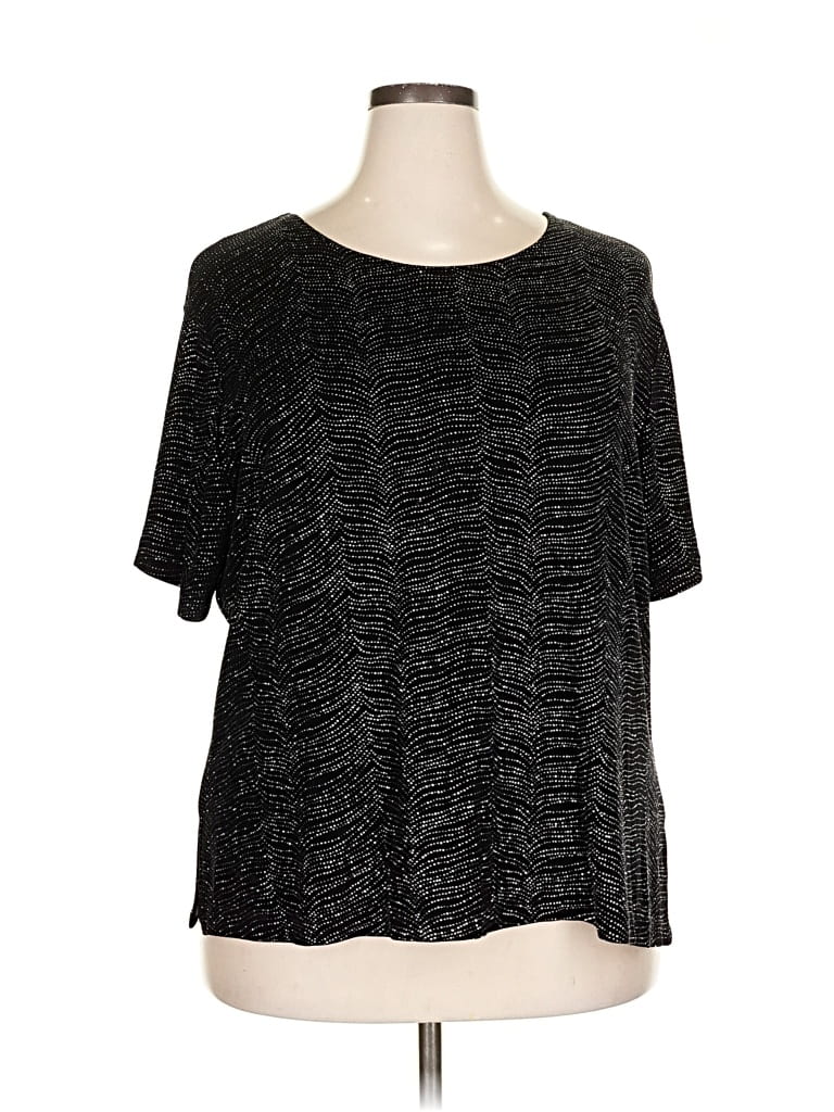 Pre-owned Notations Short Sleeve Top Black Scoop Neck Tops