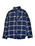 Justice Plaid Blue Long Sleeve Button-Down Shirt Size 16 - photo 1