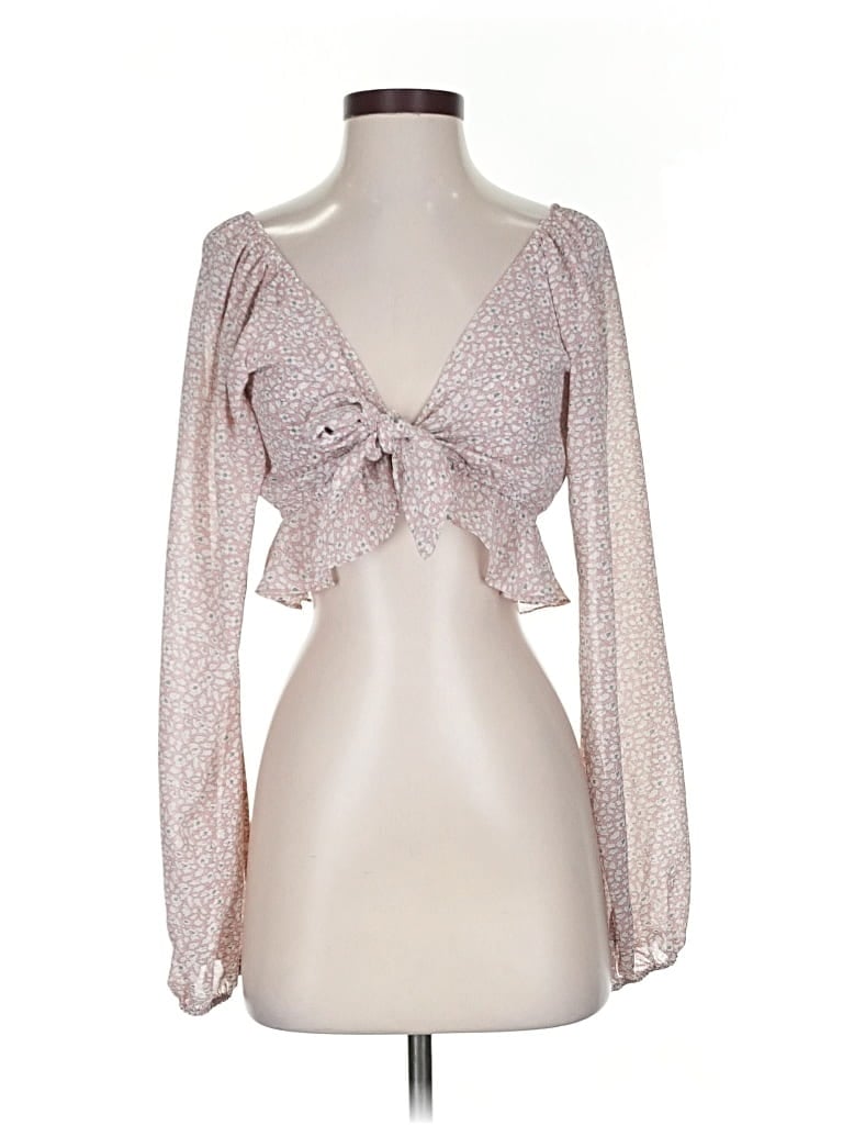 Pre-owned Princess Polly Long Sleeve Blouse In Pink