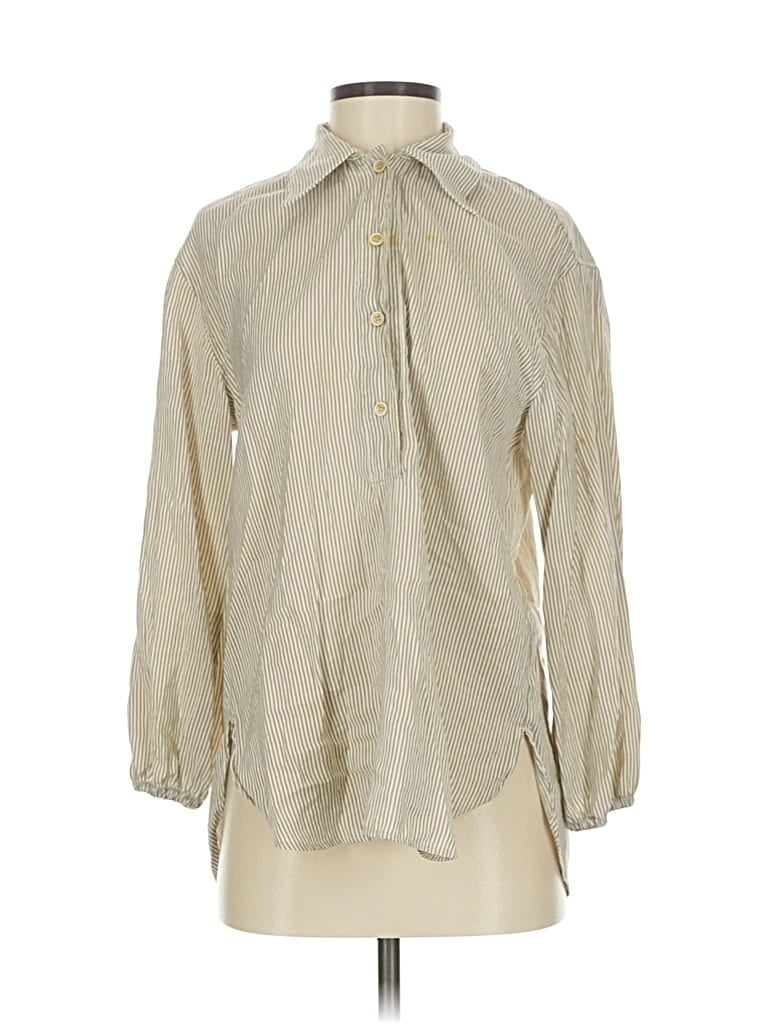 Pre-owned Zara Long Sleeve Blouse In White