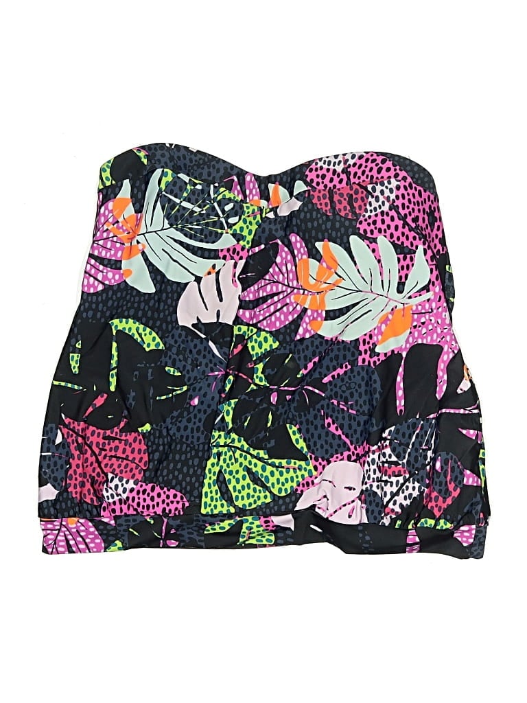 Pre-owned Bar Iii Swimsuit Top Black Print Pattern Swimwear