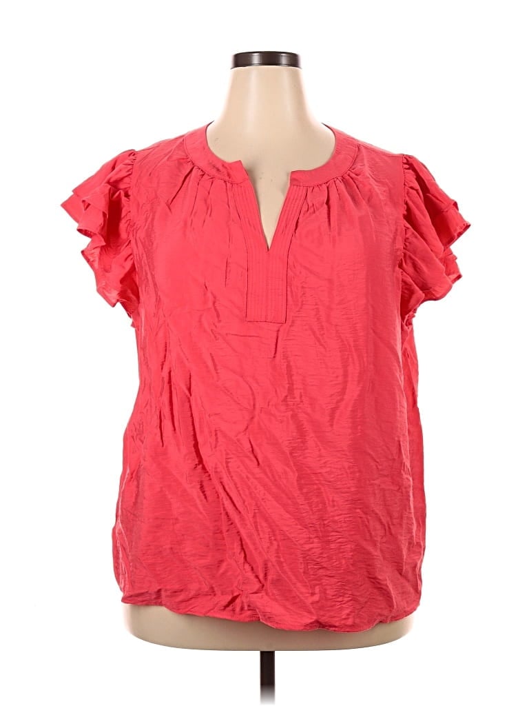 Pre-owned Marc New York Andrew Marc Short Sleeve Blouse In Red