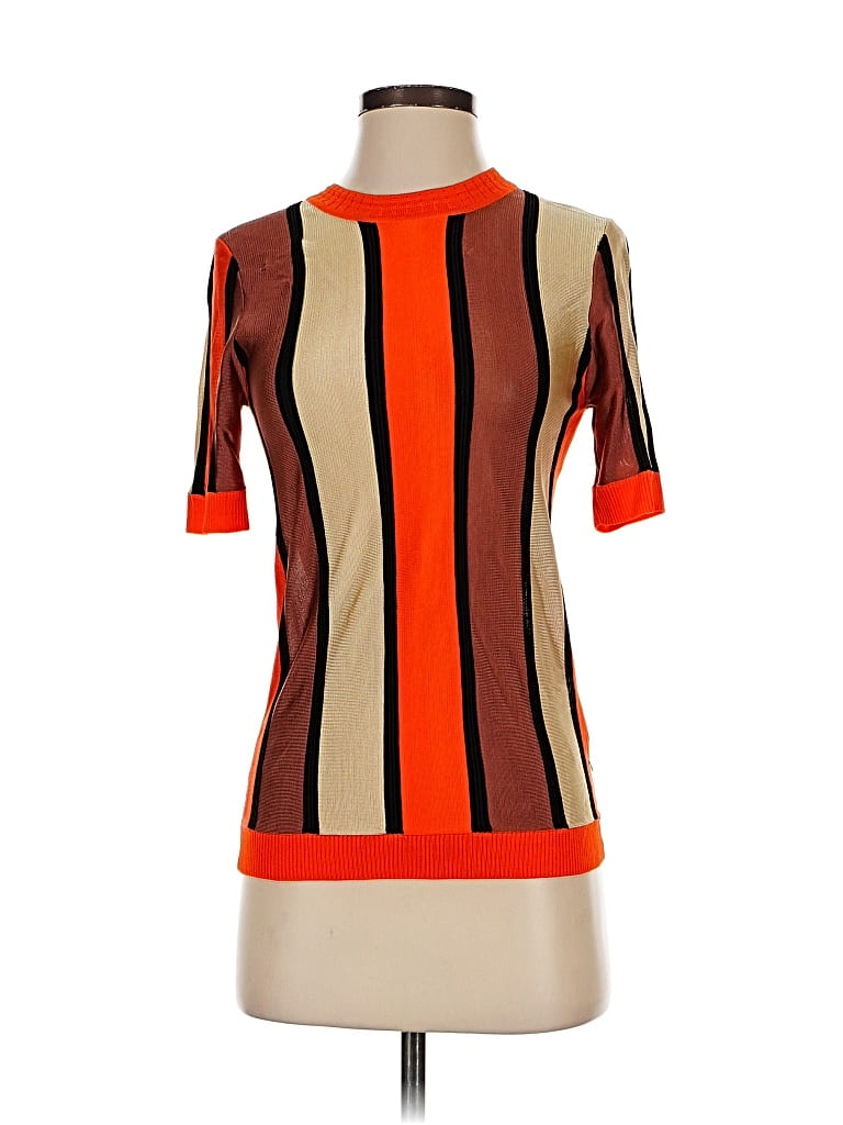 Pre-owned Scotch & Soda Short Sleeve Top Orange Mock Neckline Tops