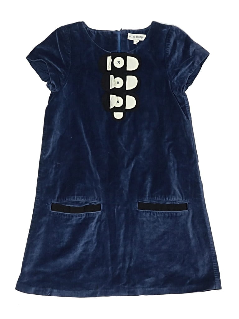 Pre-owned Mini Boden Kids' Dress In Blue