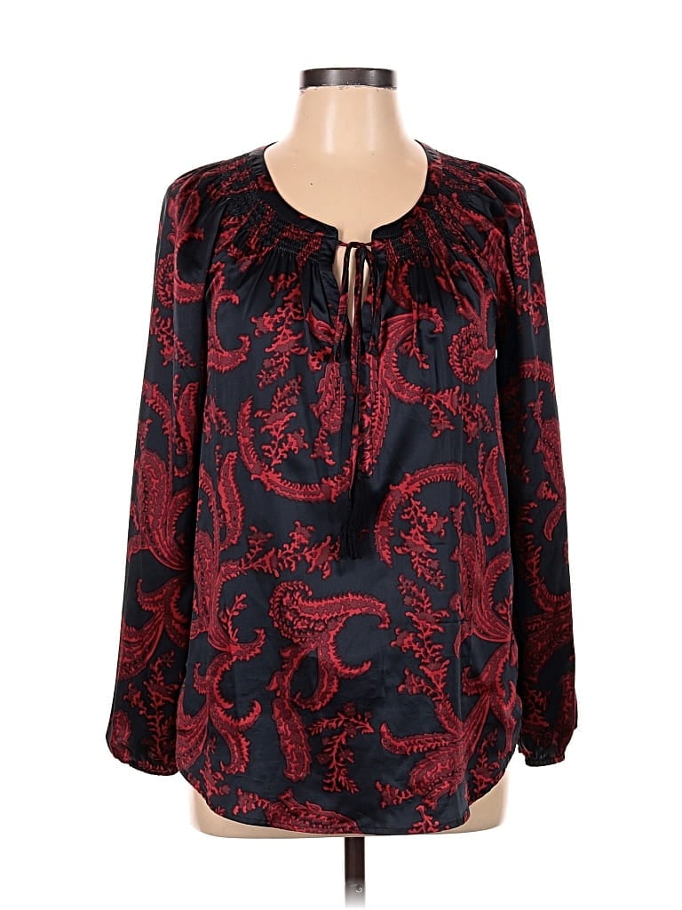 Pre-owned Daniel Rainn Long Sleeve Blouse In Red