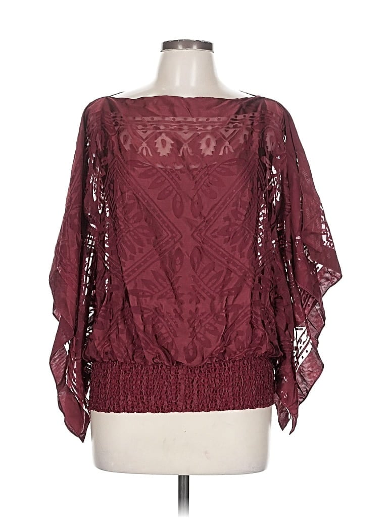 Pre-owned Max Studio 3/4 Sleeve Blouse In Burgundy