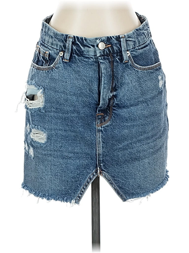 Pre-owned Good American Denim Skirt In Blue