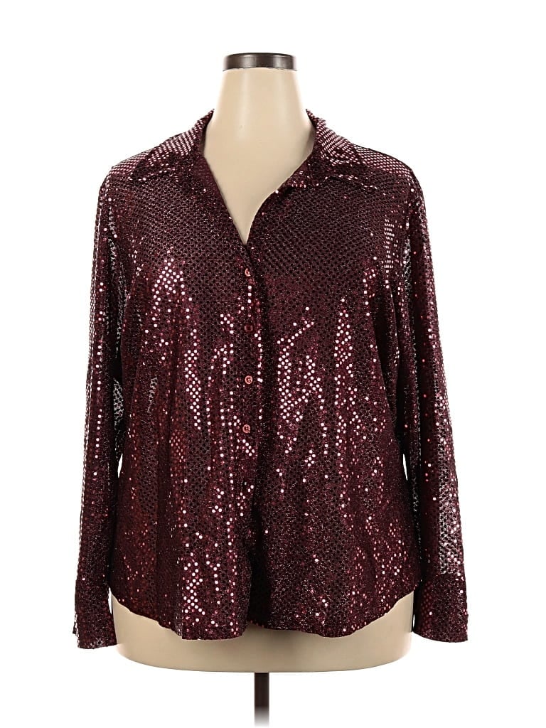 Pre-owned Venezia Jeans Clothing Co. Long Sleeve Blouse In Burgundy