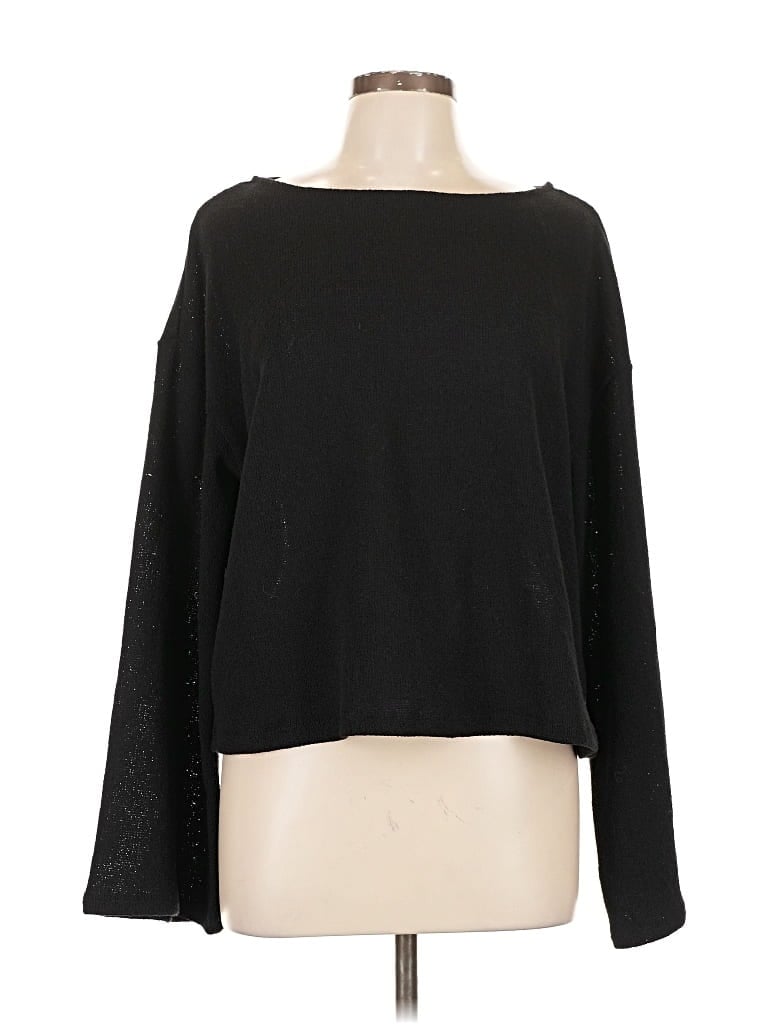 Pre-owned H&m Long Sleeve Top Black Boatneck Tops