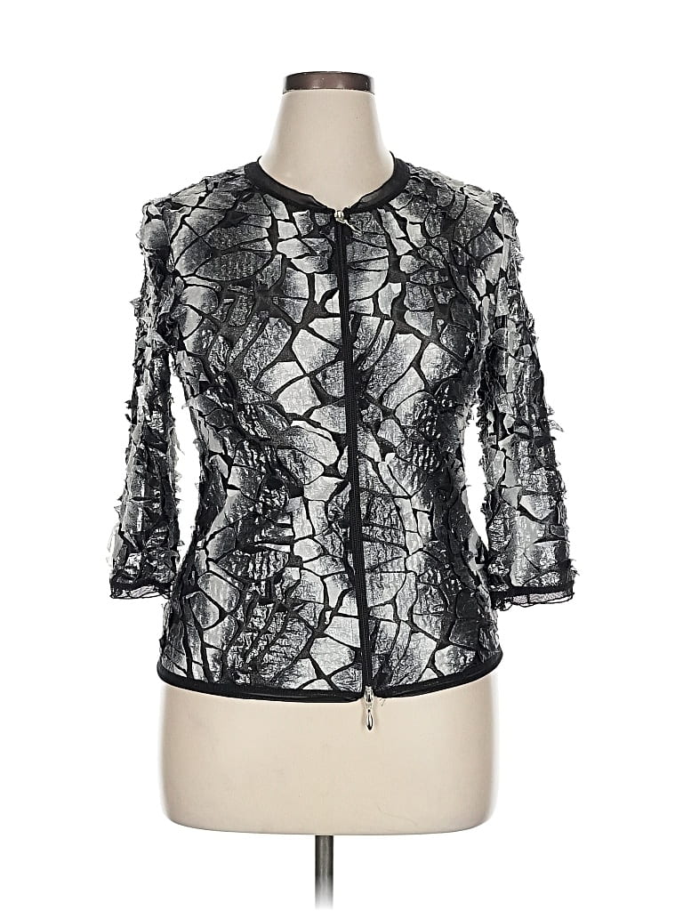 Pre-owned Joseph Ribkoff 3/4 Sleeve Blouse In Silver