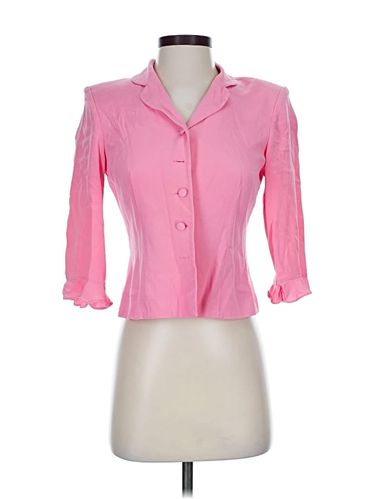 Pre-owned Maggy London Silk Blazer Jacket In Pink