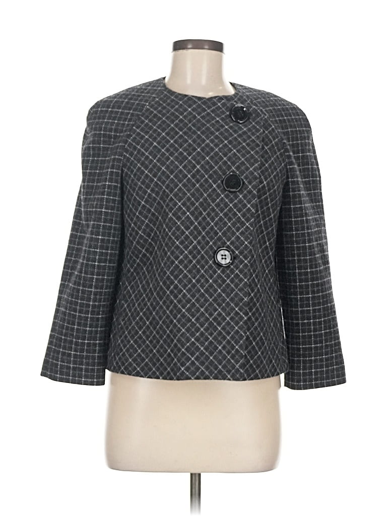 Pre-owned Ak Anne Klein Blazer Jacket In Gray