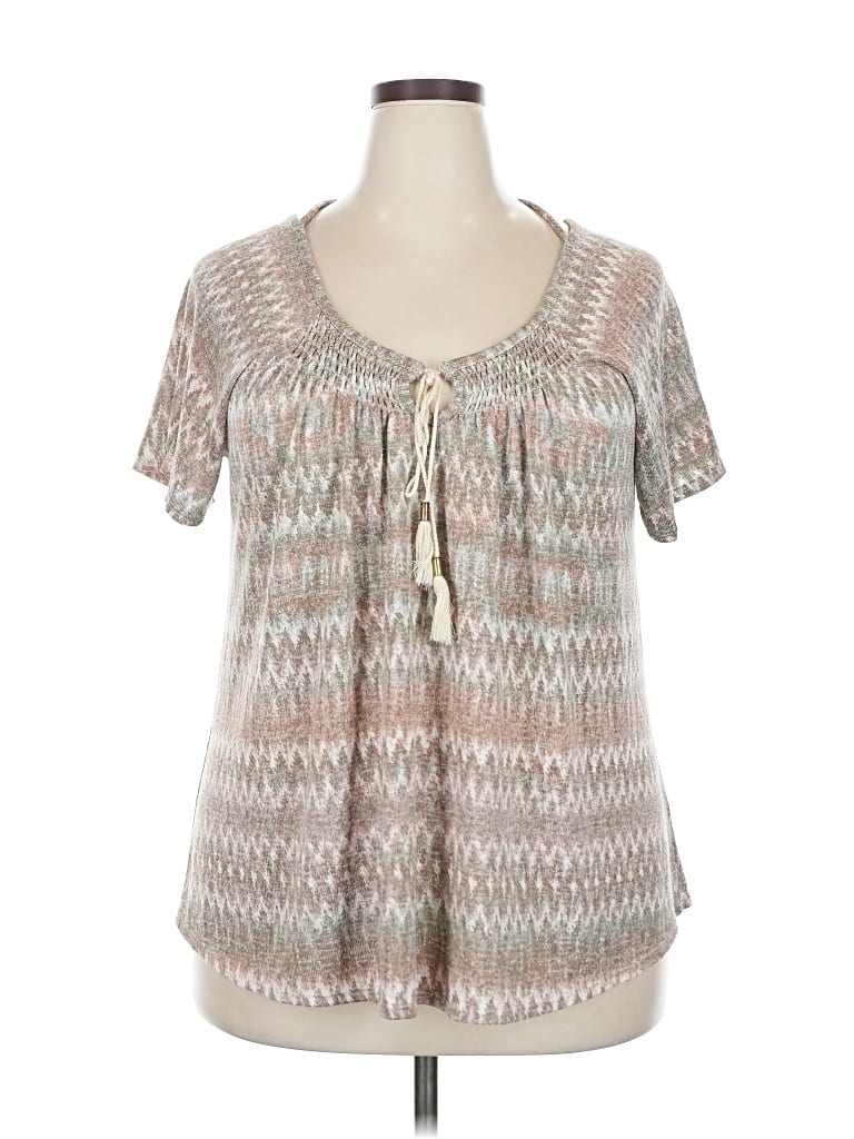 Pre-owned Faded Glory Short Sleeve Blouse In Gray