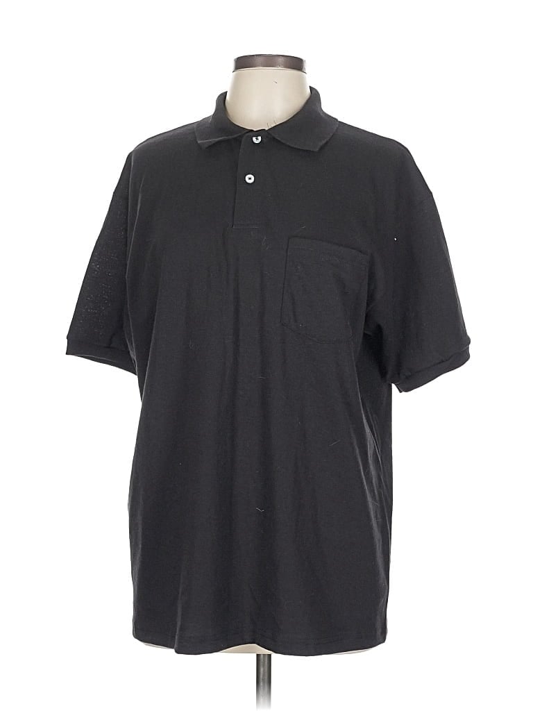 Pre-owned Hanes Short Sleeve Button Down Shirt In Black