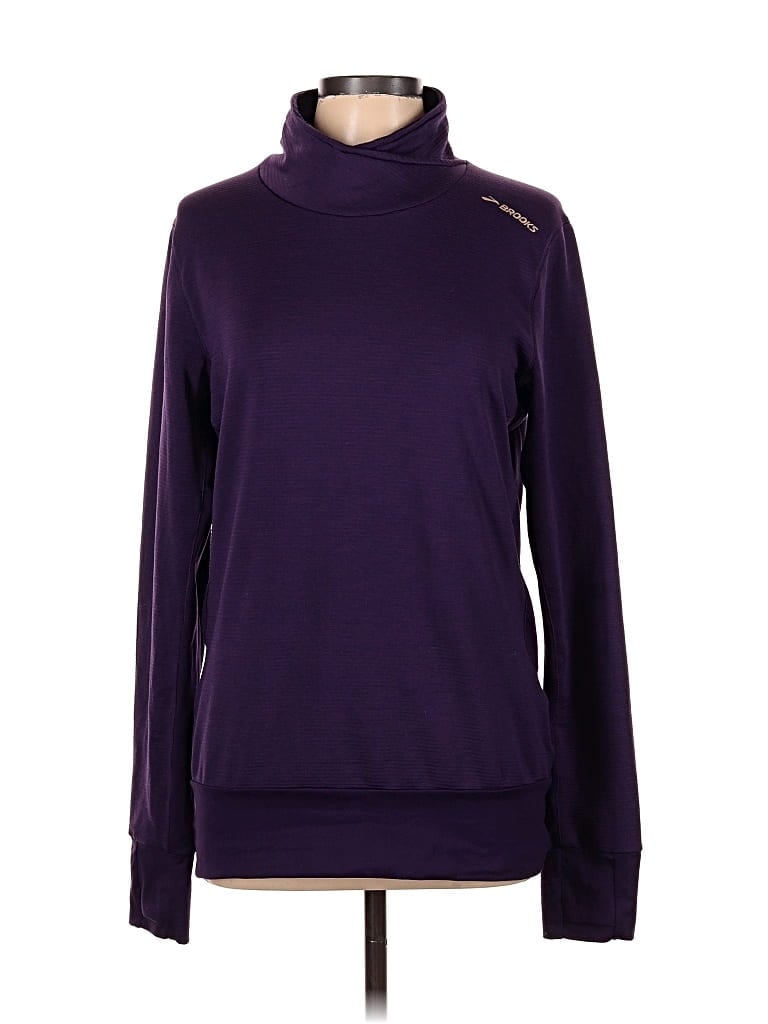 Pre-owned Brooks Long Sleeve Top Purple Turtleneck Tops