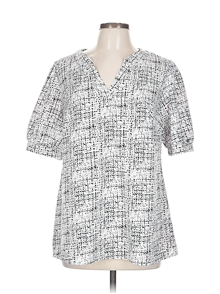 Pre-owned Bloomchic Short Sleeve Blouse In White