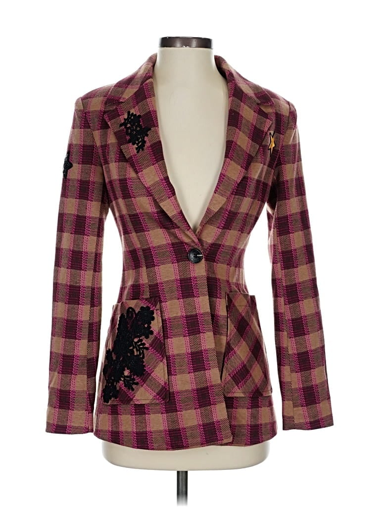 Pre-owned Avec Les Filles Blazer Jacket In Burgundy