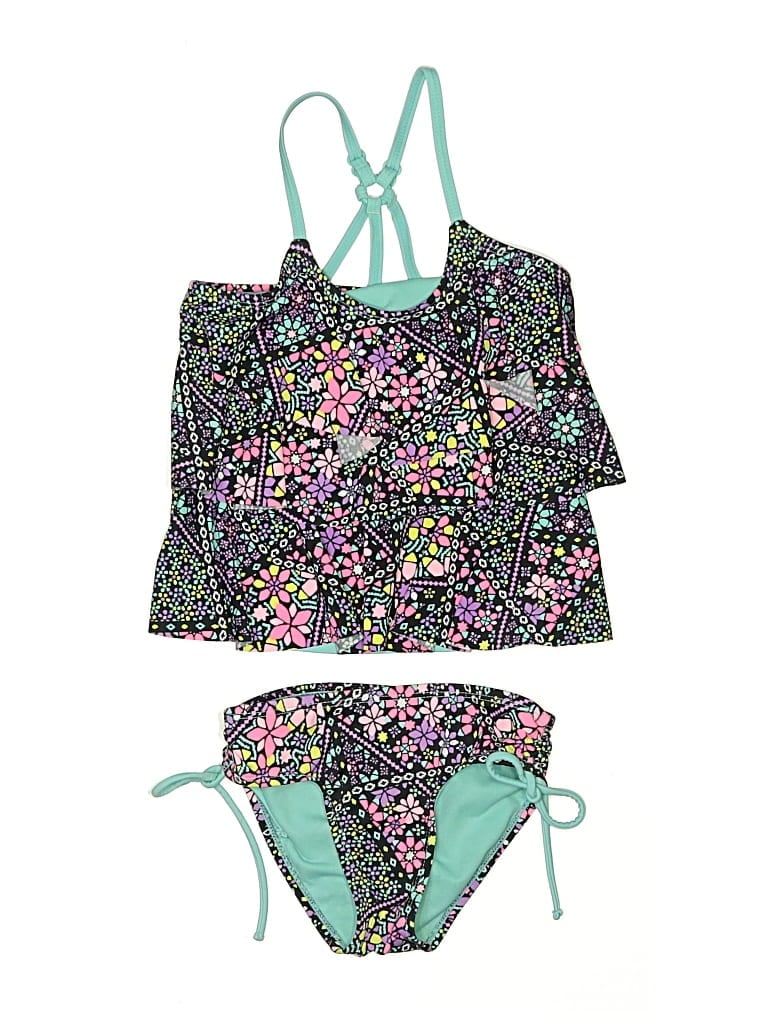 Pre-owned Justice Kids' Two Piece Swimsuit In Green