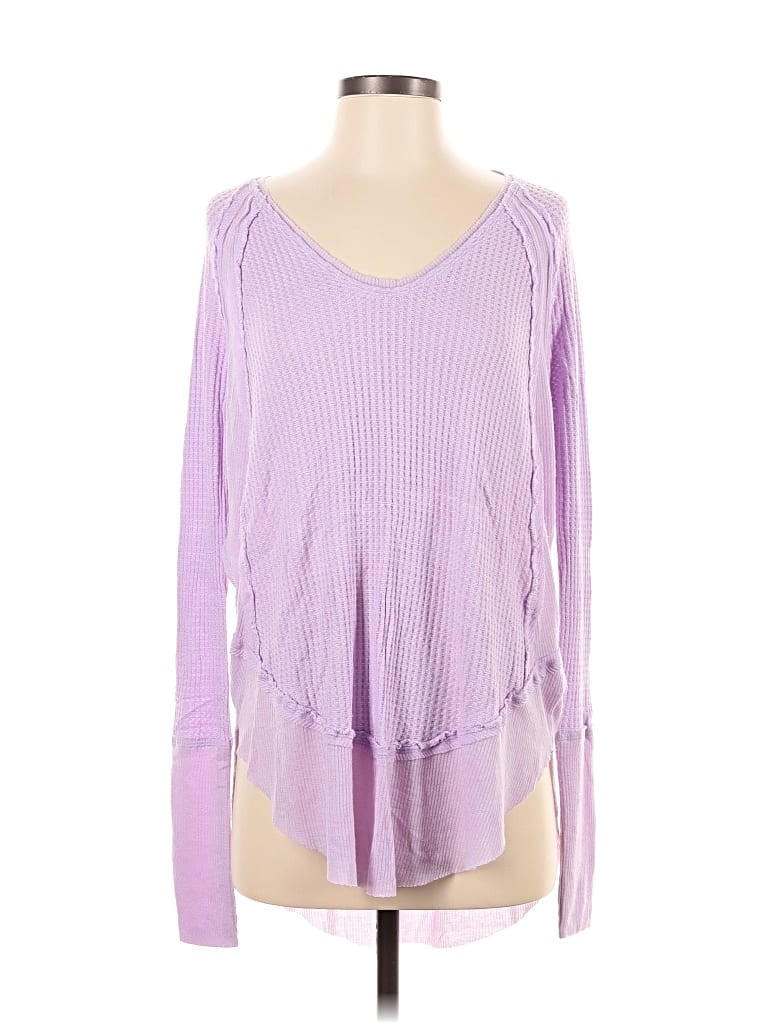 Pre-owned We The Free Long Sleeve Top Purple Scoop Neck Tops