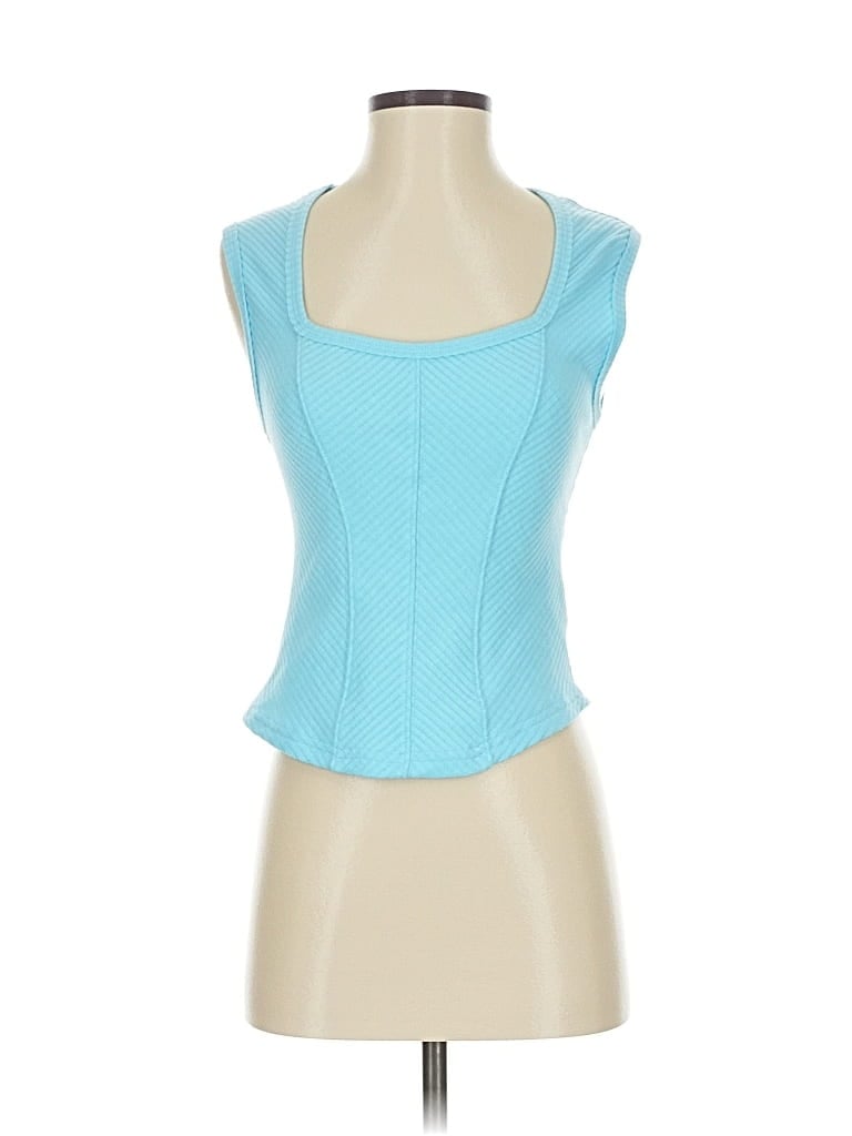 Aemi + Co Sleeveless Top Blue Strapless Neckline Tops