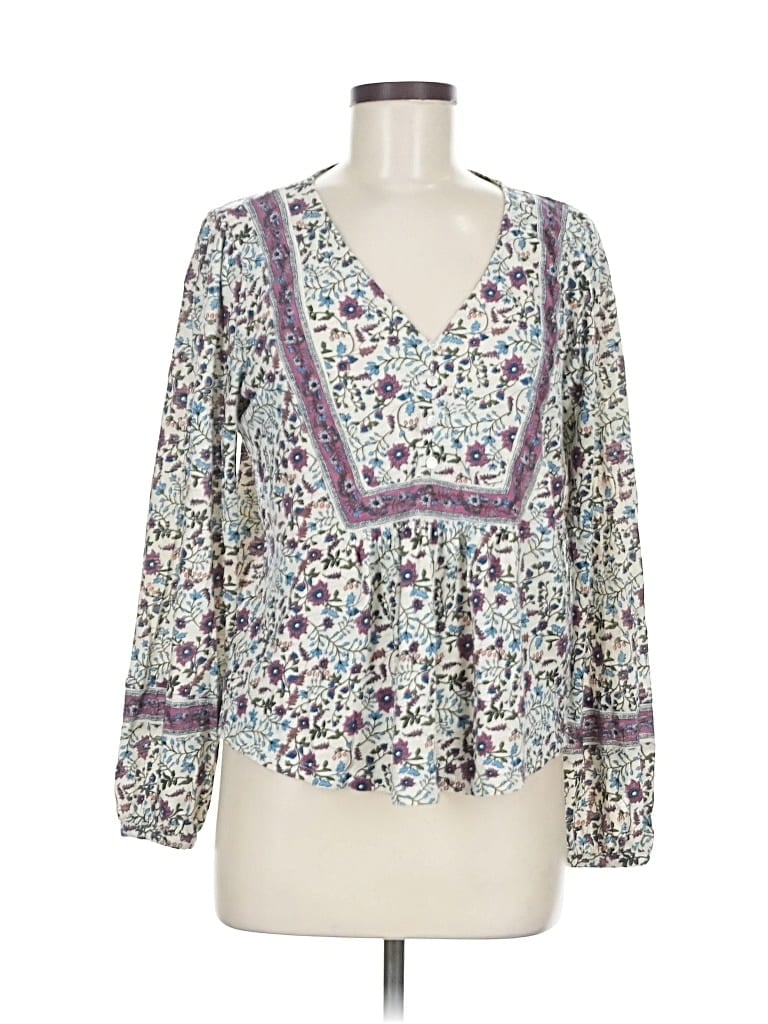 Pre-owned Lucky Brand 3/4 Sleeve Blouse In Purple