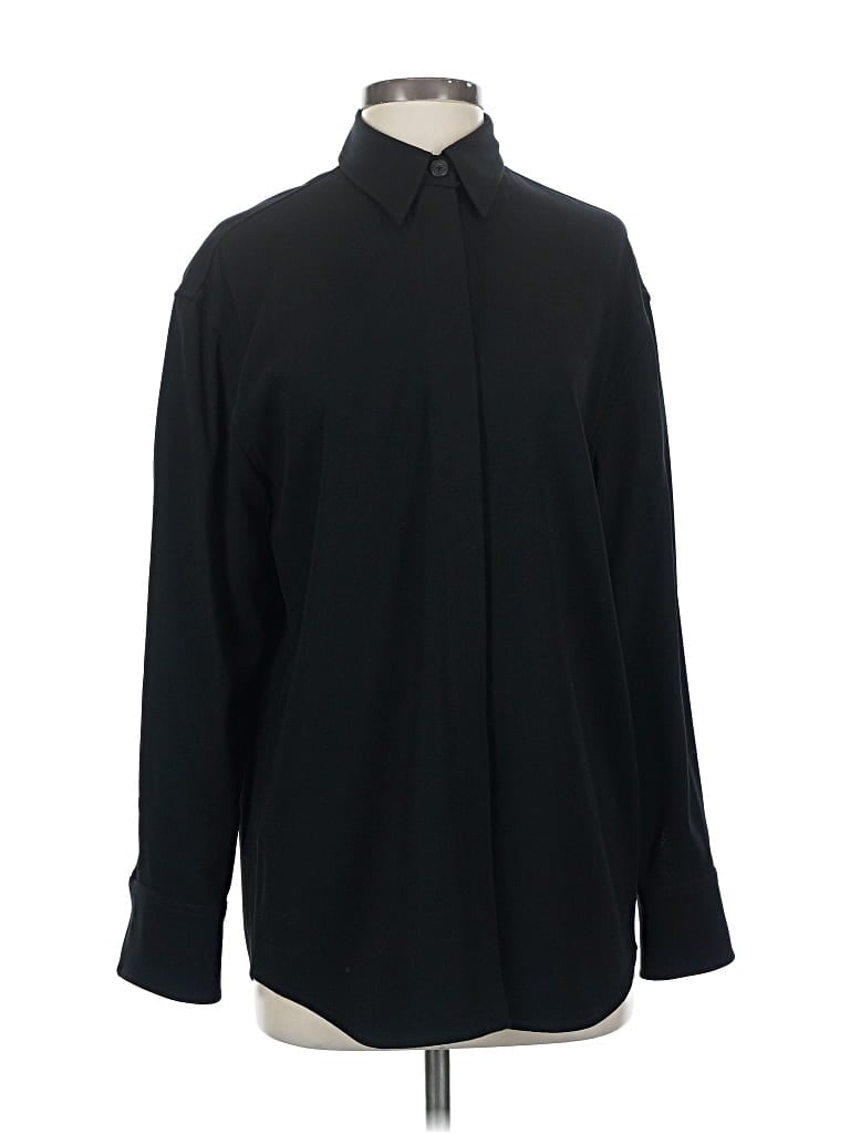 Pre-owned Babaton Long Sleeve Button Down Shirt In Black