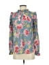 Ann Taylor LOFT 100% Polyester Floral Blue Long Sleeve Blouse Size XXS - photo 1