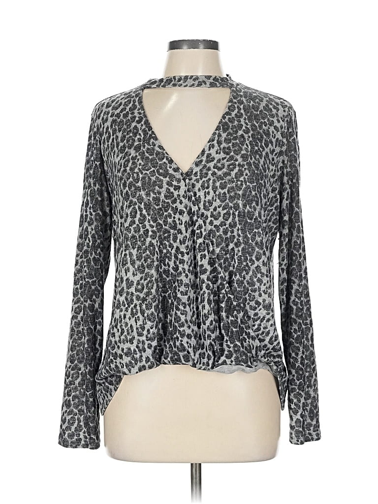 Pre-owned Red Haute Long Sleeve Blouse In Gray